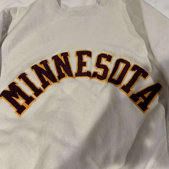Vintage Champion Reverse Weave White Red MINNESOTA Pullover Crewneck Sweatshirt - Picture 4 of 10
